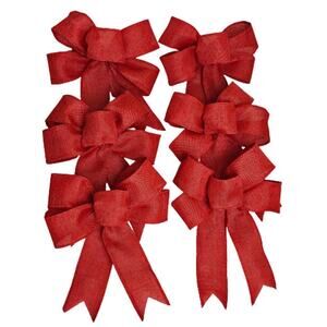Red Bows Set of 6 Christmas Bows Tree Bows Holiday Ornament Birthday Party Decor